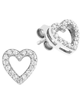 Lykka Hearts sydämenmuotoiset hopeiset korvakorut zirkonioilla