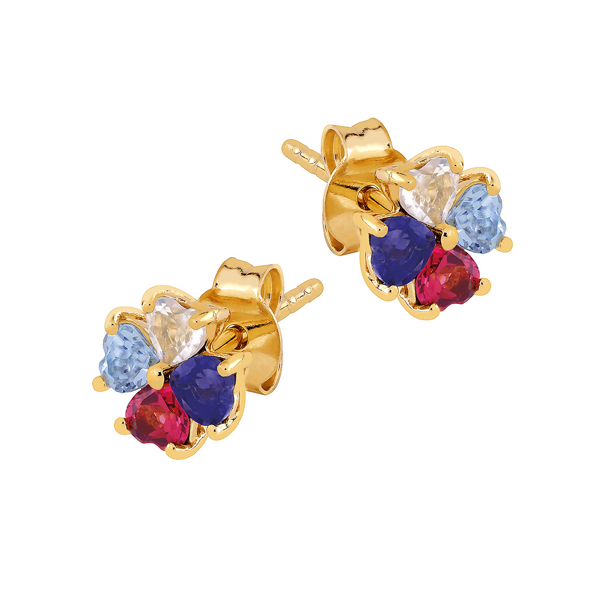 Lykken kullattut hopeakorvakorut moniväriset kivet 7 mm