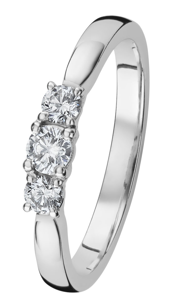 Kohinoor Mia kolmikivinen timanttisormus valkokulta 033-414V-30