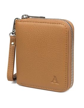 Aarni hirvennahkainen mini Clutch-lompakko konjakki/hopea