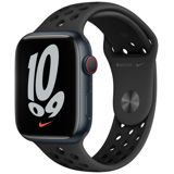 Apple Watch Nike Series 7 GPS + Cellular keskiyönsininen alumiinikuori 45 mm antrasiitti/musta Nike urheiluranneke MKL53KS/A