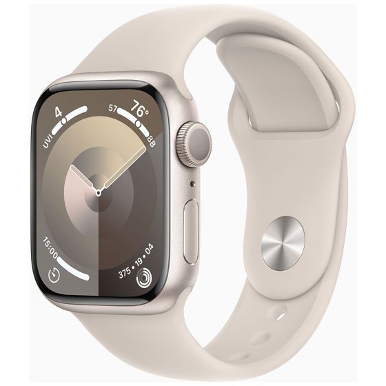 Apple Watch Series 9 GPS tähtivalkea alumiinikuori 41mm Starlight Sport-ranneke - koko S/M MR8T3KS/A
