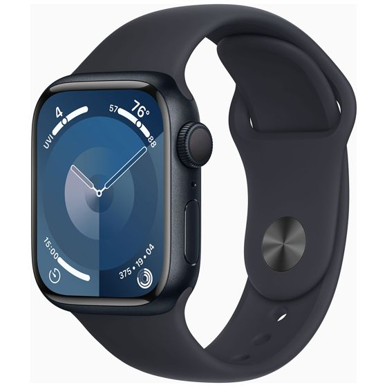 Apple Watch Series 9 GPS keskiyönsininen alumiinikuori 41mm Midnight Sport-ranneke - koko S/M MR8W3KS/A
