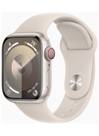 Apple Watch Series 9 GPS + Cellular tähtivalkea alumiinikuori 41mm Starlight Sport-ranneke - koko S/M MRHN3KS/A