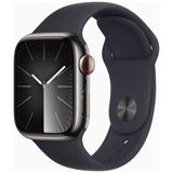Apple Watch Series 9 GPS + Cellular keskiyönsininen ruostumaton teräskuori 41mm Midnight Sport-ranneke - koko S/M MRJ83KS/A