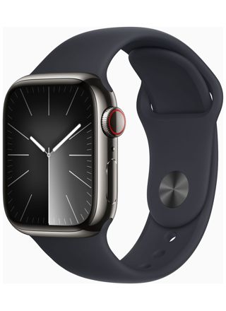 Apple Watch Series 9 GPS + Cellular keskiyönsininen ruostumaton teräskuori 41mm Midnight Sport-ranneke - koko S/M MRJ83KS/A