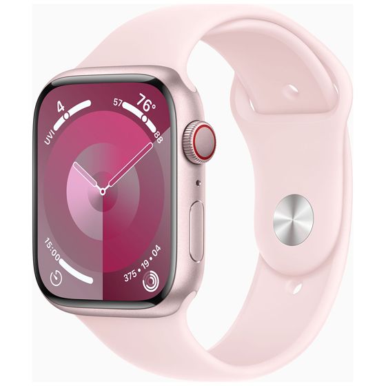 Apple Watch Series 9 GPS + Cellular vaaleanpunainen alumiinikuori 45mm Sport-ranneke - koko S/M MRMK3KS/A