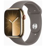 Apple Watch Series 9 GPS + Cellular savenruskea ruostumaton teräskuori 45mm Clay Sport-ranneke - koko M/L MRMT3KS/A