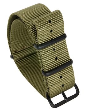 Tiera vihreä NATO-ranneke - musta PVD solki ja lenkit