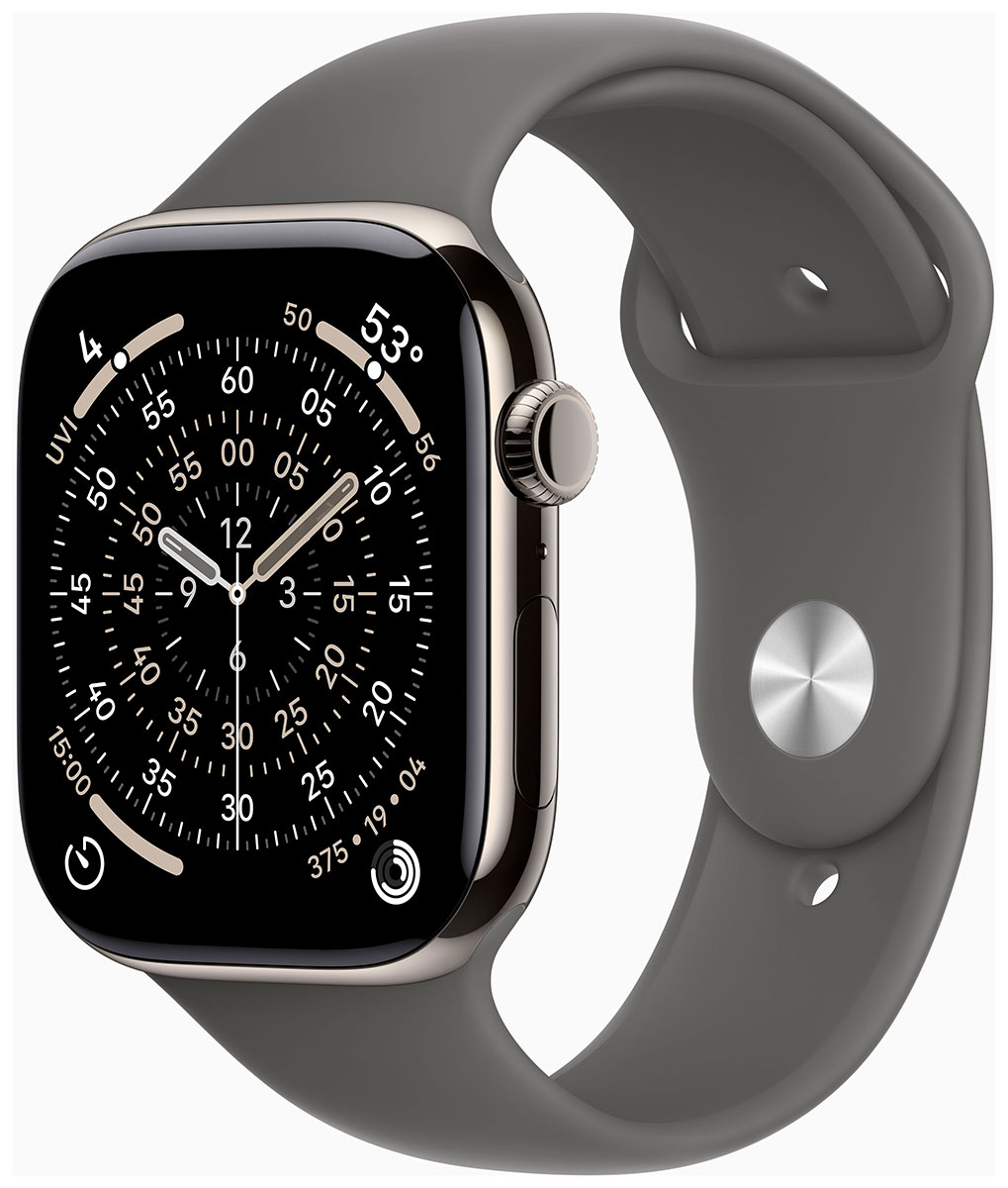 Apple Watch Series 11 GPS + Cellular 46mm Natural Titanium Case with Stone Grey Sport Band MFCX4QN/A