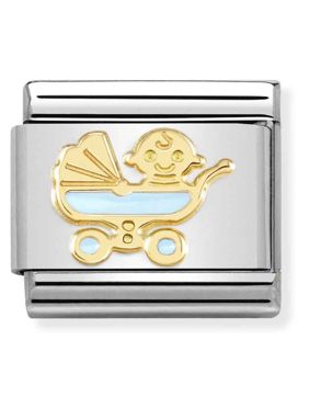 Nomination Classic Gold Light Blue Baby Carriage 030272/61