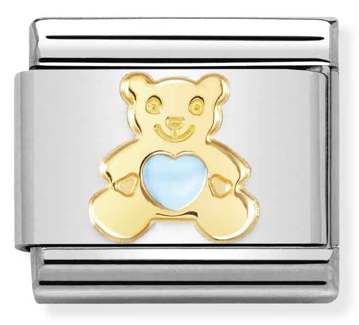 Nomination Classic Gold Light Blue Bear 030272/65