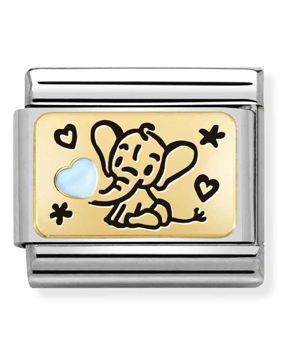 Nomination Classic Gold Light Blue Elephant 030289/04