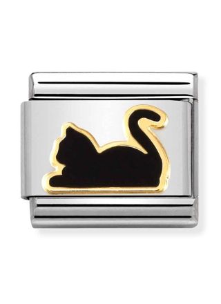 Nomination Classic Gold Black cat lying down pala 030272/80