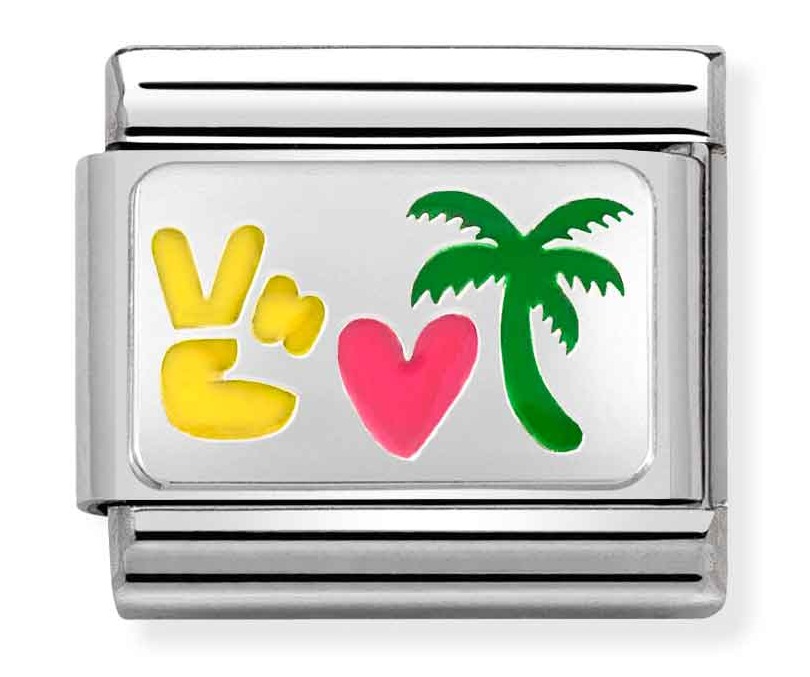 Nomination Classic Silvershine enamel Peace Heart Palm pala 330206/32
