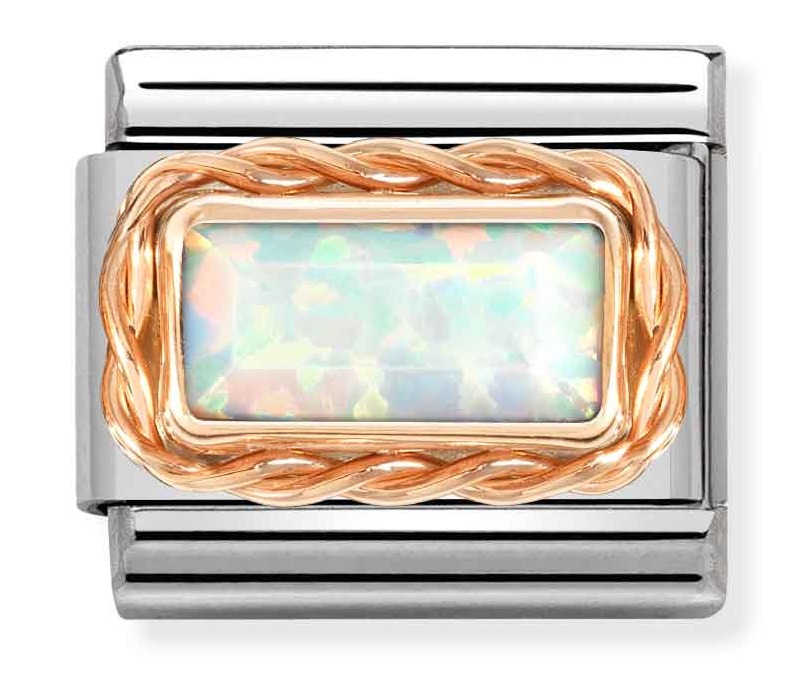 Nomination Classic Rose Gold Buguette Stone White Opal pala 430512/07