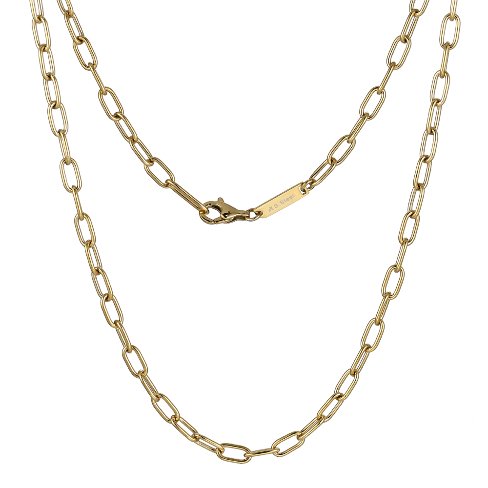 Lykka Strong kullanvärinen paperclip ketjukaulakoru 50 cm 