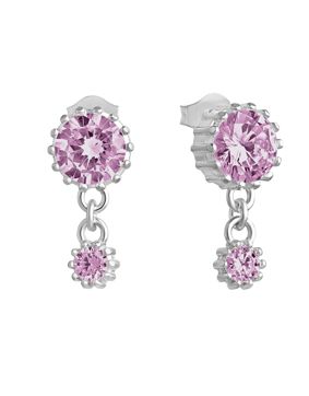 Lempikoru Nuppu riippuva korvakoru pinkki kahdella kivellä hopea platinoitu 33 077 06 000