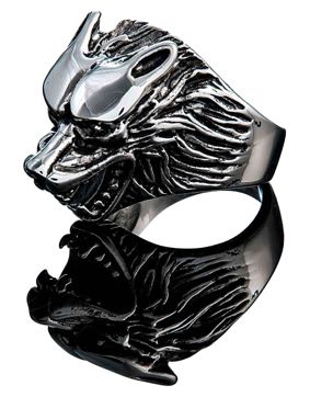 Northern Viking Jewelry Wolf Head Ring sormus NVJSO016