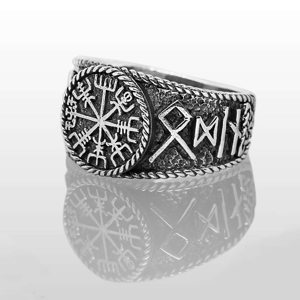 Northern Viking Jewelry Riimu Vegvisir sormus NVJ-H-SO011