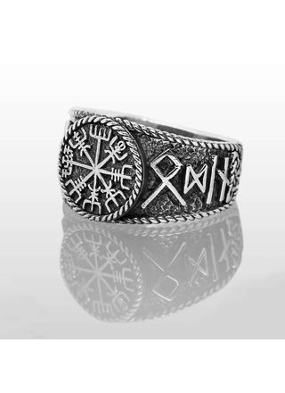 Northern Viking Jewelry Riimu Vegvisir sormus NVJ-H-SO011