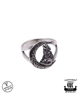 Northern Viking Jewelry Moon Wolf sormus NVJ-H-SO019