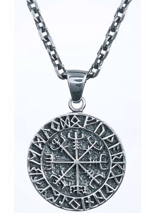 Northern Viking Jewelry Vegvisir riimukompassi hopeariipus NVJ-H-RS002
