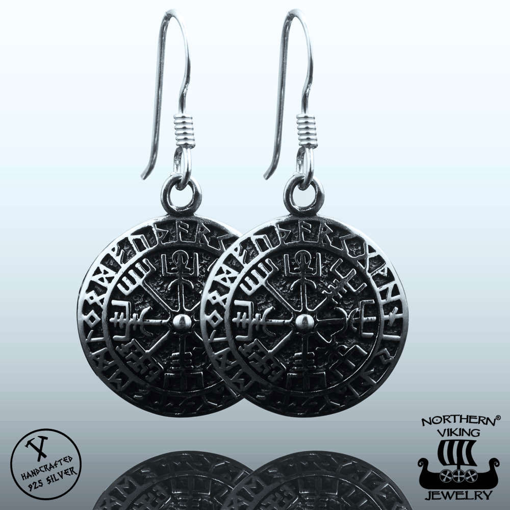 Northern Viking Jewelry Vegvisir koukkukorvakorut NVJKK012