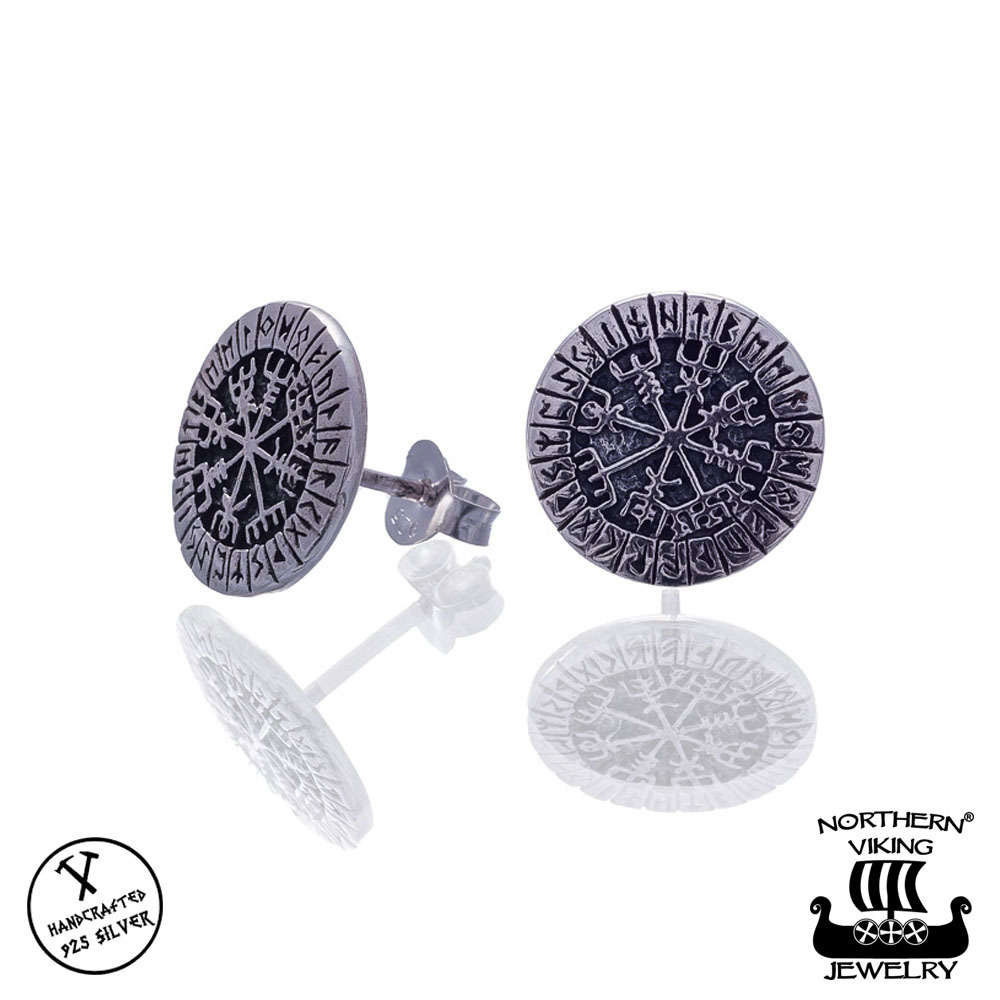 Northern Viking Jewelry Riimu Vegvisir nappikorvakorut NVJKK037