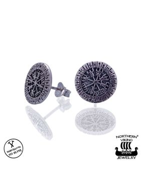 Northern Viking Jewelry Riimu Vegvisir nappikorvakorut NVJKK037