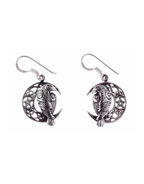 Northern Viking Jewelry Moon Raven And Star koukkukorvakorut NVJKK041