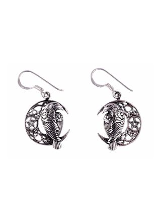 Northern Viking Jewelry Moon Raven And Star koukkukorvakorut NVJKK041