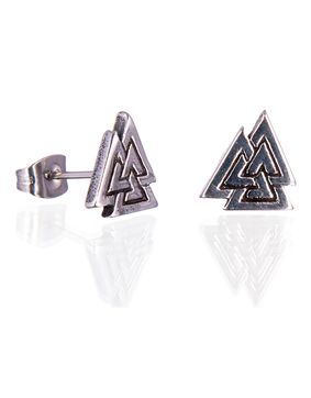 Northern Viking Jewelry Steel Valknut nappikorvakorut NVJKK044