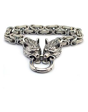 Northern Viking Jewelry Clasp Byzantine Wolf Head rannekoru NVJRA015