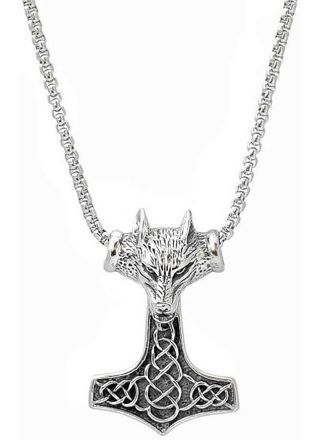 Northern Viking Jewelry NVJRS052 kaulakoru Fenrir Wolfhead Thorin Vasara