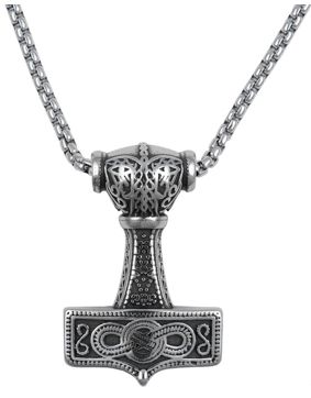 Northern Viking Jewelry NVJRS090 Eternity Knotwork Thor's Hammer kaulakoru