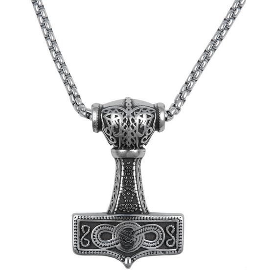 Northern Viking Jewelry NVJRS090 Eternity Knotwork Thor's Hammer kaulakoru