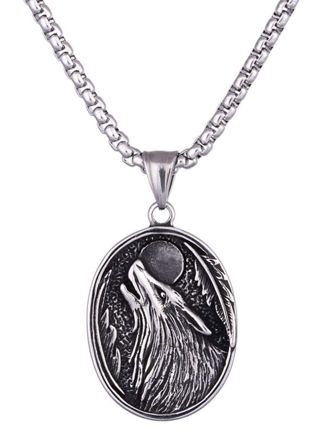 Northern Viking Jewelry Wolf & Moon kaulakoru NVJRS119