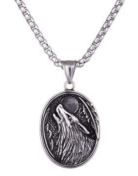 Northern Viking Jewelry Wolf & Moon kaulakoru NVJRS119