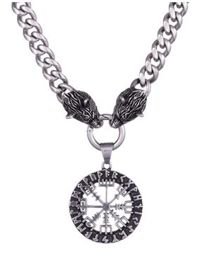 Northern Viking Jewelry panssariketju 10 mm Vegvisir riipus NVJRS121