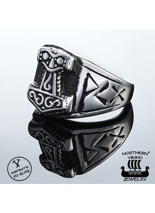 Northern Viking Jewelry Black Thorin Vasara sormus NVJSO018