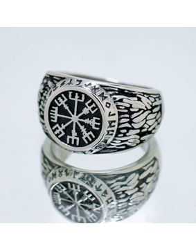 Northern Viking Jewelry Riimu Vegvisir sormus NVJSO021