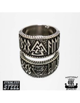 Northern Viking Jewelry Steel Valknut sormus NVJSO022