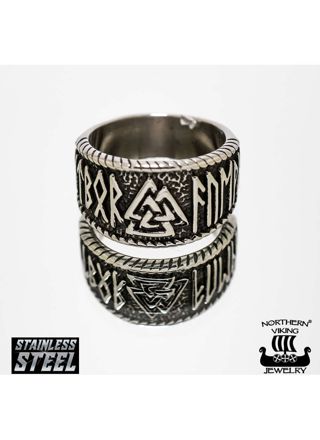 Northern Viking Jewelry Steel Valknut sormus NVJSO022