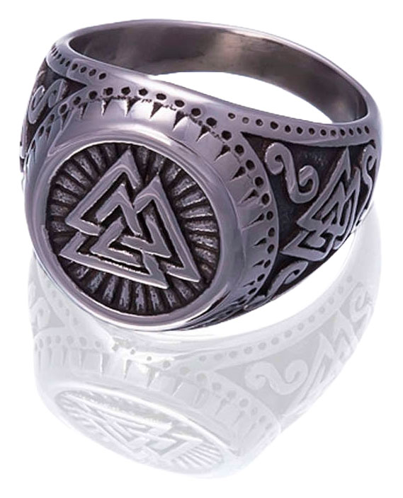 Northern Viking Jewelry Shield Valknut sormus NVJSO024