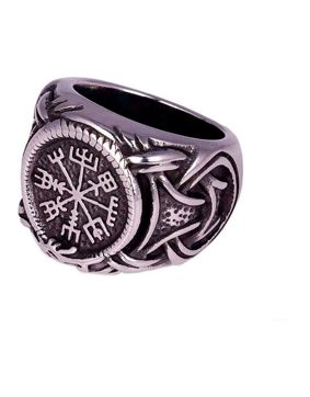 Northern Viking Jewelry Vegvisir with Jormungandr sormus NVJSO025