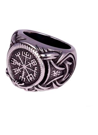Northern Viking Jewelry Vegvisir with Jormungandr sormus NVJSO025
