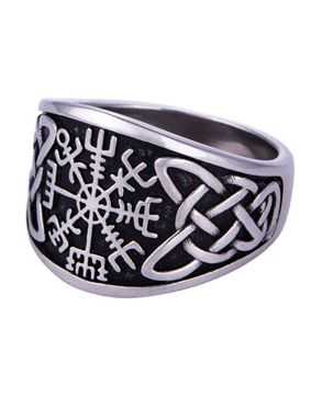 Northern Viking Jewelry Concave Vegvisir sormus NVJSO026