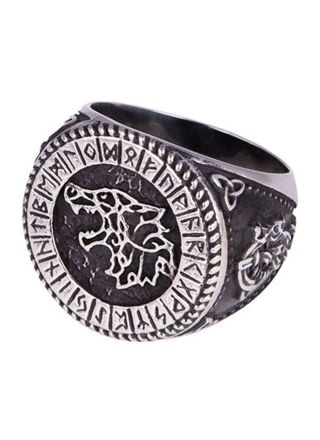 Northern Viking Jewelry Fenrir Rune sormus NVJSO028