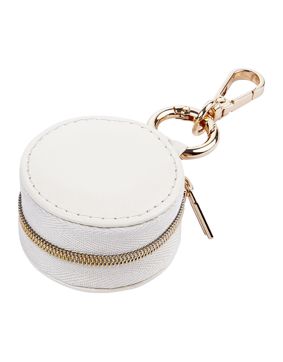 Lykka pyöreä valkoinen matkakorurasia keinonahkaa